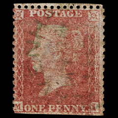 4297 GB SG40 1d Red. Spec 9A. V Scarce Green LAVENHAM Town Postmark. Plate 38. 1857. Sc#20 Perf Faults. C£5000, view 2