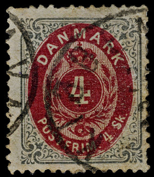 4451 Denmark SG44 4Sk Grey & Red. 1870. Sc#18 Mi18IA Good Used. C£20