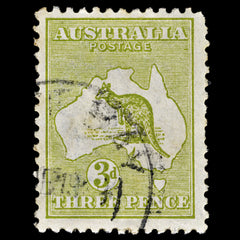 4731 Australia SG37d 3d Yellow-Olive. Die II. 1915. Sc#47a Mi43XII Used. C£55, view 3