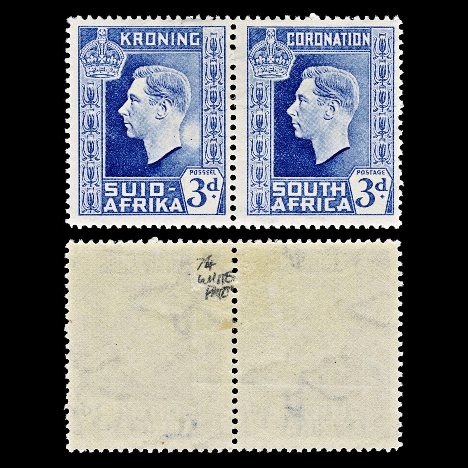 4734 South Africa SG74 3d Ultramarine. Large White Patch. 1937. Sc#77 Mi115-116 MM Mint. C£140