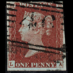 3670 GB 1d Red 1848. SG8 Sc3 Mi3. Spec BS29 Plate 85. "LA". 3½ Margins. c£30, view 2