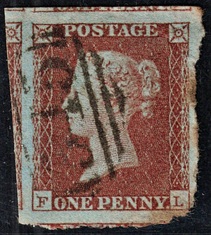 3694 GB 1d Red 1851. SG8 Sc3 Mi3. Spec BS32. Plate 107. 