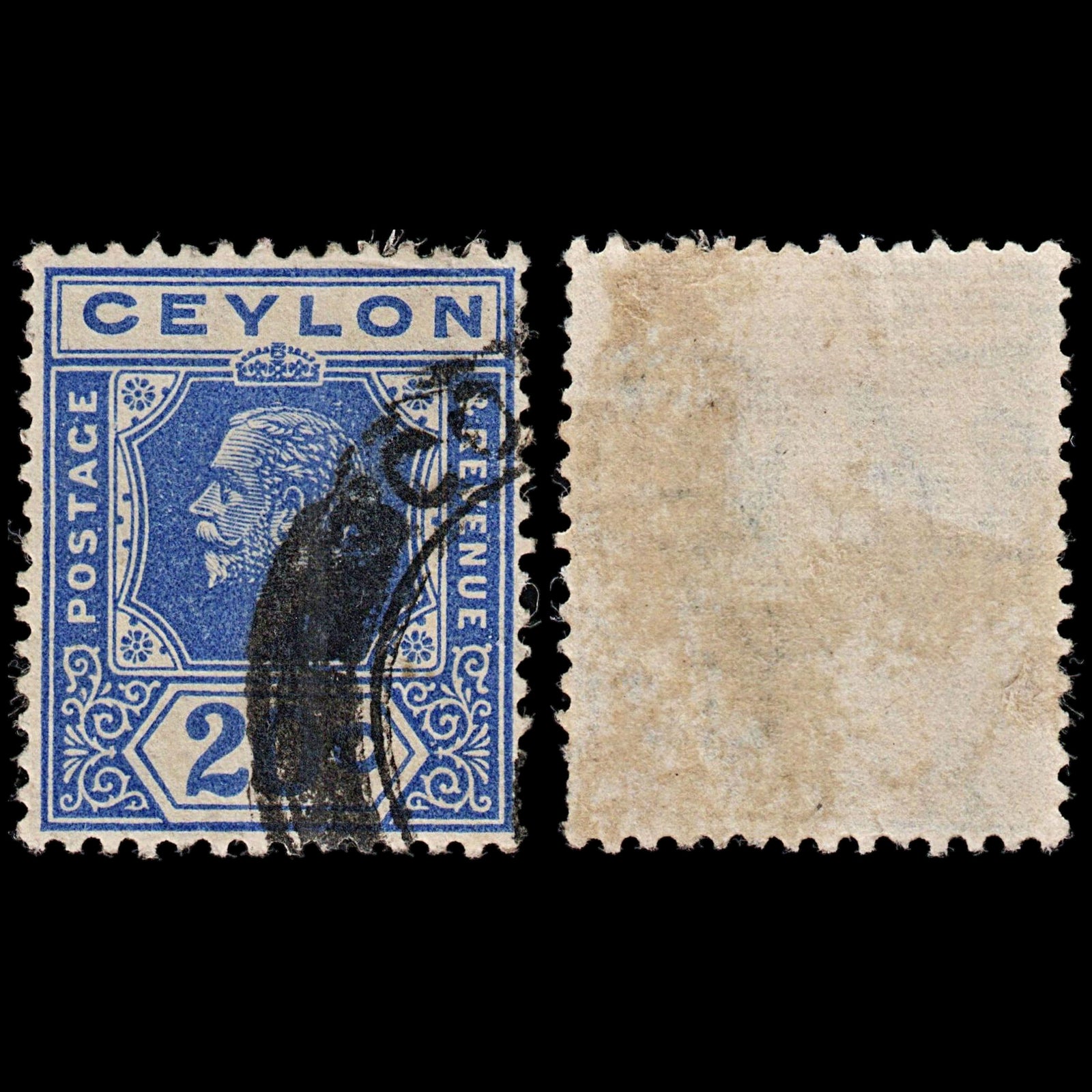 3718 CEYLON 20c Bright blue 1922. SG350 Sc237a. Die I. Fine. c£6