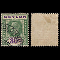 3720 CEYLON 30c Green,Violet 1922. SG352 Sc239 Mi199 Good. c£7