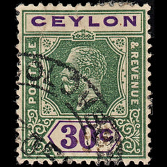 3720 CEYLON 30c Green,Violet 1922. SG352 Sc239 Mi199 Good. c£7, view 2