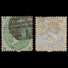3733 GB 1s Green 1862. SG90 Sc42 Mi22a. Double Perforation. "AG". Good. c£1200, view 1