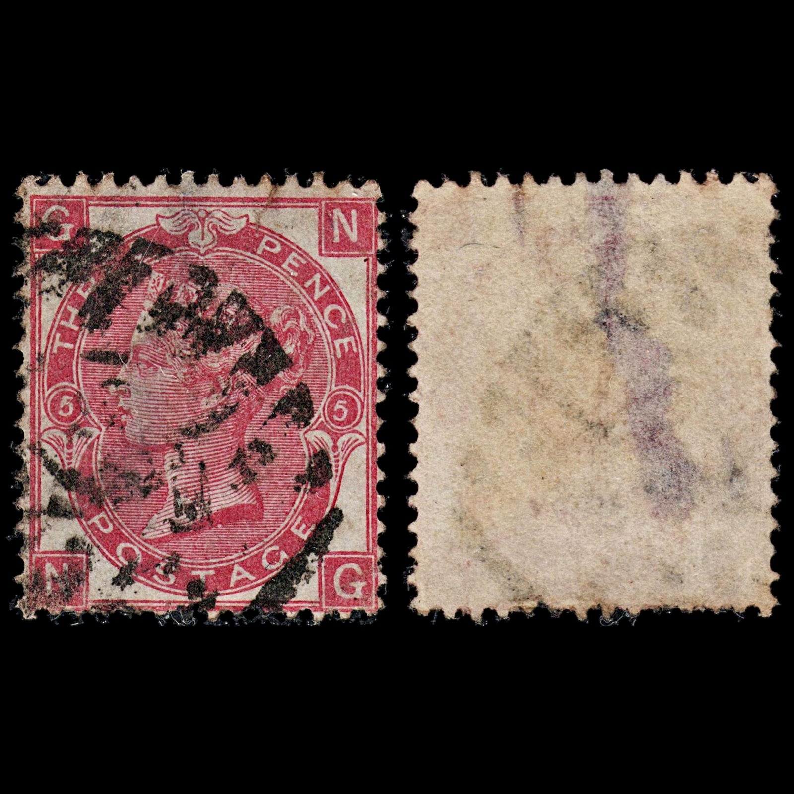 3774 GB 3d Deep rose red 1867. SG102. Spec J30. "NG". Plate 5. Filler. c£70