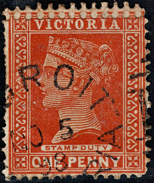 3802 VICTORIA 1d Brown red 1896. SG332 Sc Mi. Double Perforation. Fine. c£200
