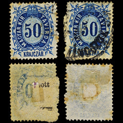 3860 Hungary Magyar Kir. Taviarda. Krajczar. Telegraph Stamp. 50 Blue., view 1