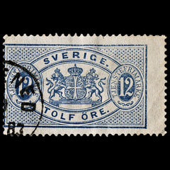 4047 Sweden SG O34a 12 ore Blue 1881. Sc# O18 Mi D6Ba Fine Used. C£25, view 3