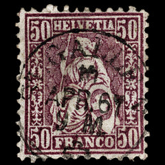 4060 Switzerland SG67 50c Dark Lilac. 1867. Sc#59 Mi35a Good Used. C£60, view 3