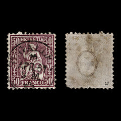 4060 Switzerland SG67 50c Dark Lilac. 1867. Sc#59 Mi35a Good Used. C£60, view 1
