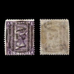 4068 GB SG97 6d Mauve. A25 MALTA Postmark. 1865. Sc#45 Mi25b Perf Faults. C£250, view 1