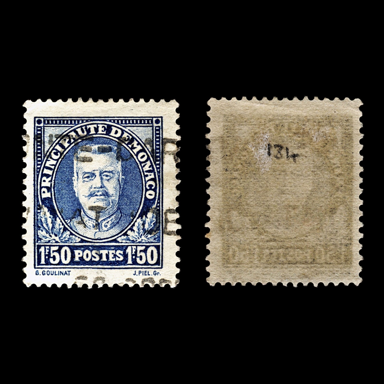 4071 Monaco SG134 1f50c Blue. 1933. Sc#122 Mi119 Fine Used. C£17