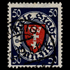 4088 Danzig SG190 50pf Blue & Red. Pale Yellow Paper. 1924. Sc#187a Mi200xa Fine Used. C£50, view 3