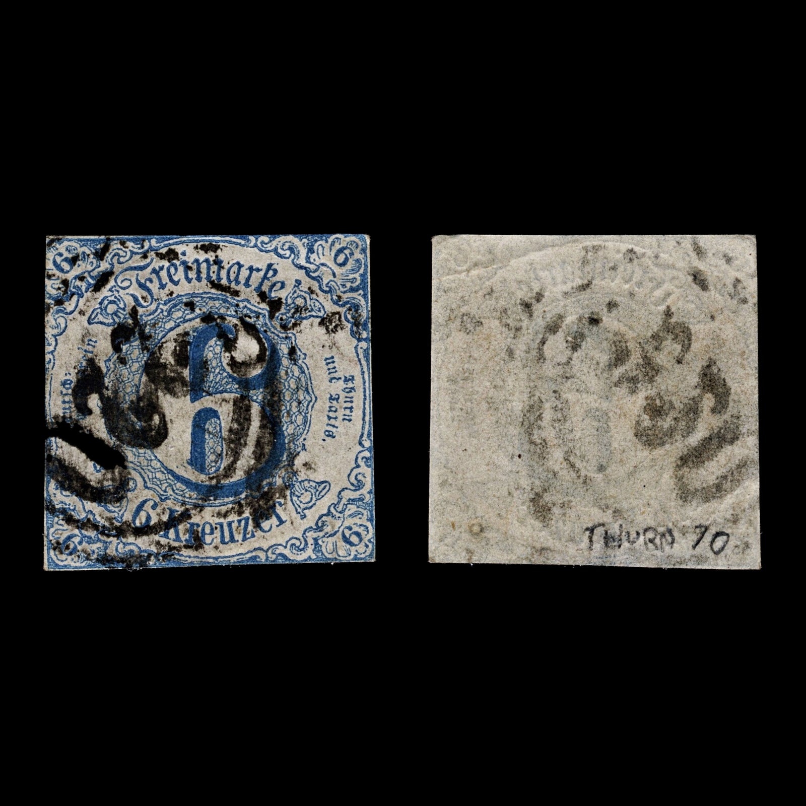 4111 Thurn and Taxis SG70 6 Kreuzer Light Blue. 1862. Sc#54 Mi33IA Fine Used. C£35