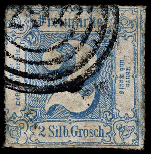 4116 Thurn and Taxis SG35 2 Grosch Blue. 1865. Sc#25 Mi39 Fine Used. C£80