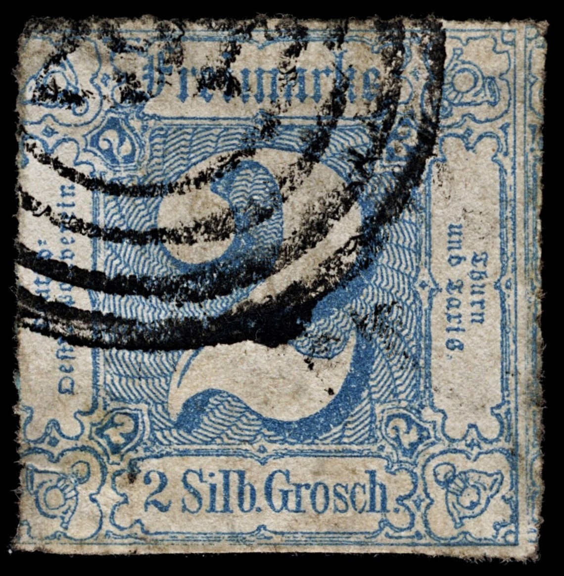 4116 Thurn and Taxis SG35 2 Grosch Blue. 1865. Sc#25 Mi39 Fine Used. C£80