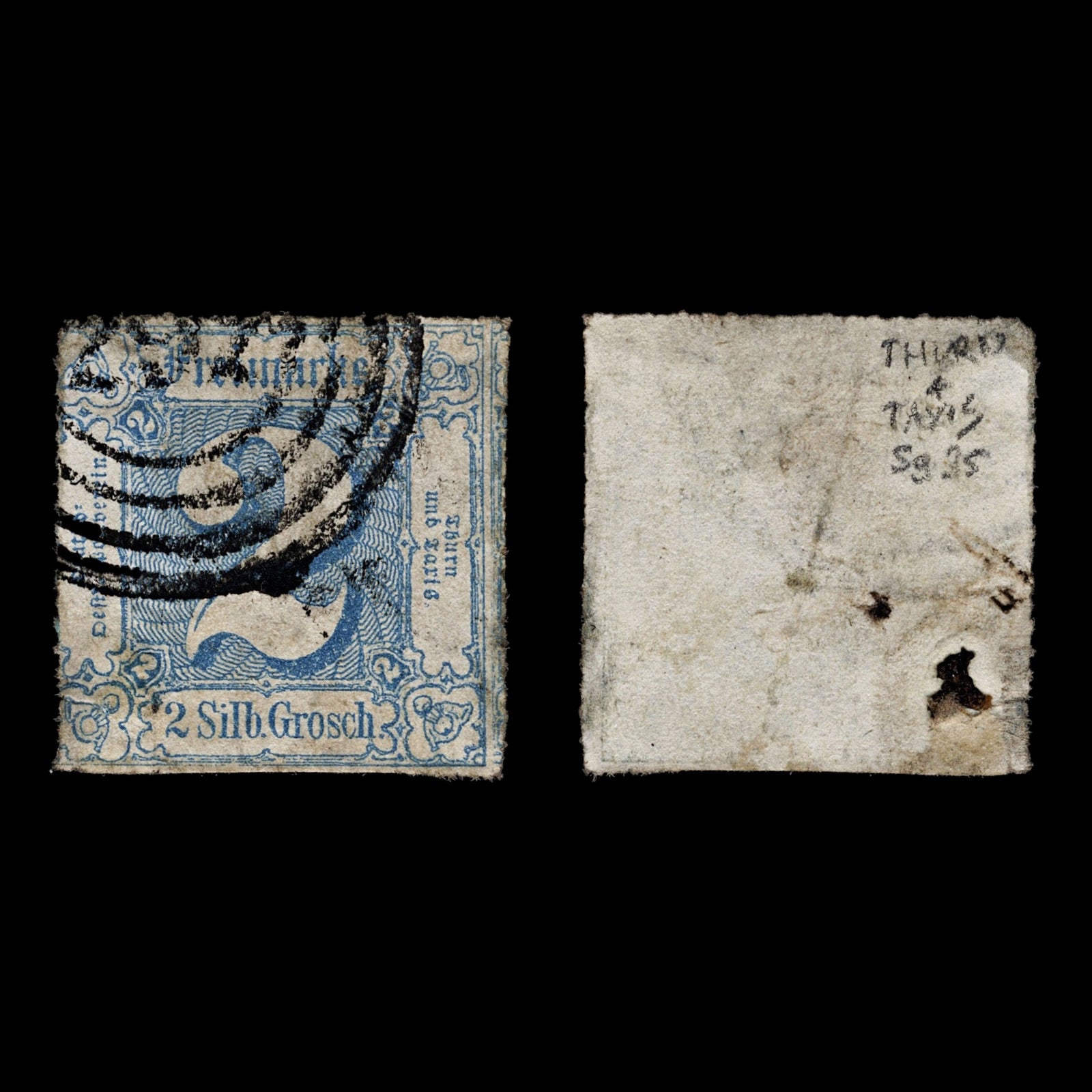 4116 Thurn and Taxis SG35 2 Grosch Blue. 1865. Sc#25 Mi39 Fine Used. C£80