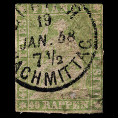 4128 Switzerland SG37 40c Green. Red Thread. 1855. Sc#29 Mi17IIAyr Fine Used. C£120, view 2