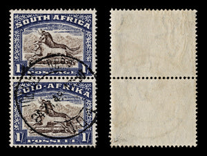 4139 South Africa SG62 1s Blue & Brown. Pair. 1939. Sc#62 Mi89-90 Fine Used. C£18