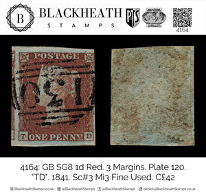 4164 GB SG8 1d Red. 3 Margins. Plate 120. 