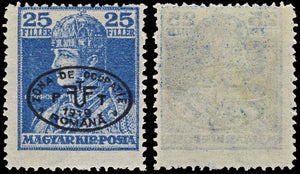 3852 Romanian Occ. of Debrecen Mi40b, Sc# 2N30a SG36a 1919 1.20k Blue. Black Overprint. c£75