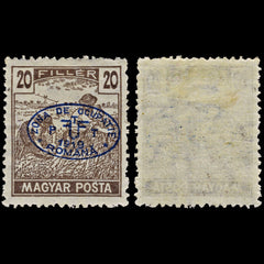 3855 Romanian Occ. of Debrecen Mi20, Sc# 2N11 SG16 1919 20f Brown. Blue Overprint. c£125, view 1